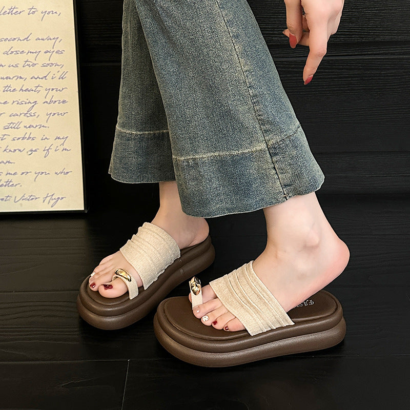 Damen Stylish Zehentrenner-Sandalen mit komfortabler gepolsterter Sohle und dekorativem Riemen R&B