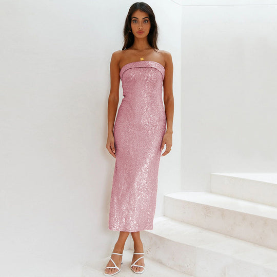 Damen Glamouröses Langrockkleid mit Glitzerakzenten R&B