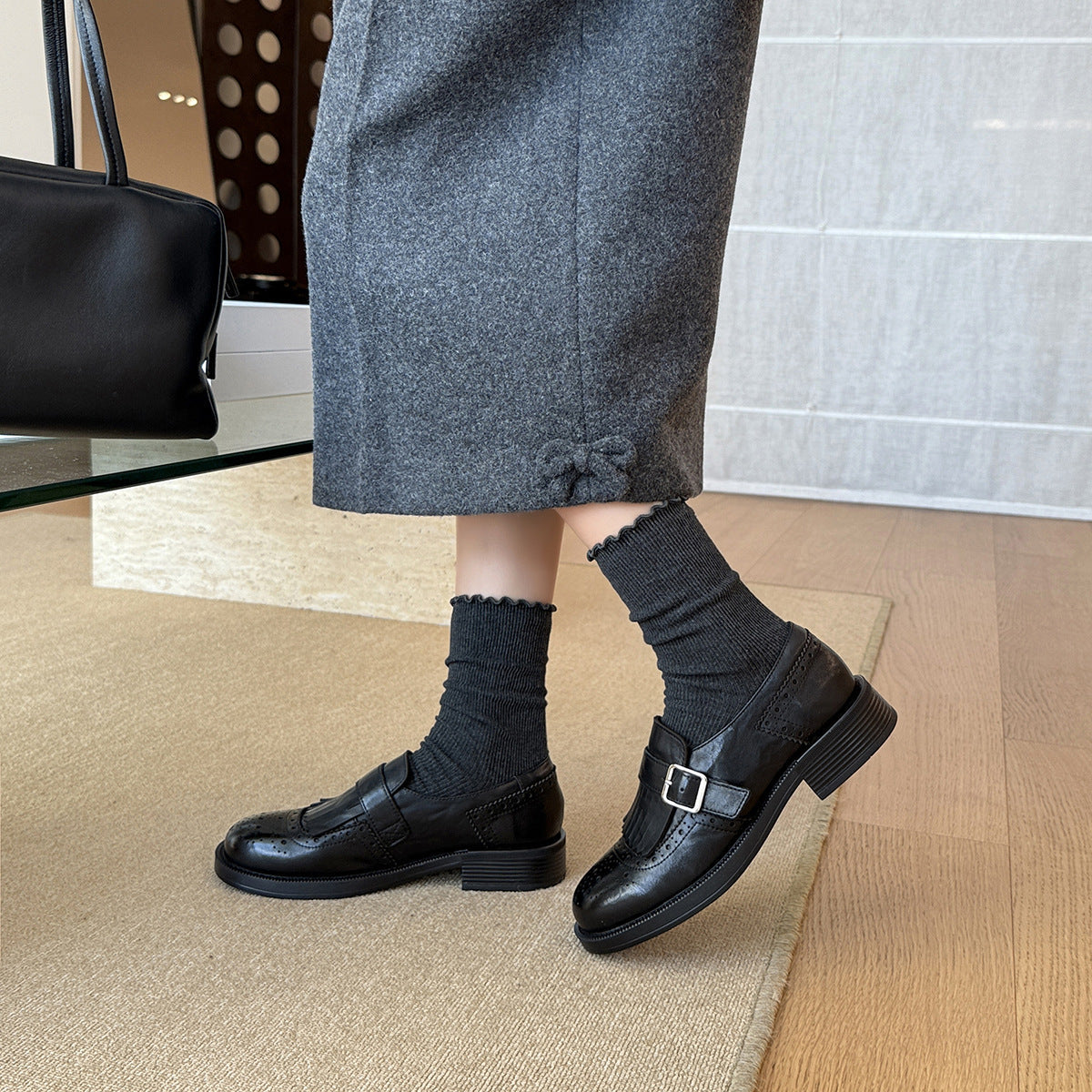 Damen Elegante Mokassins mit dekorativem Fransen-Design und modischen Schnallen R&B