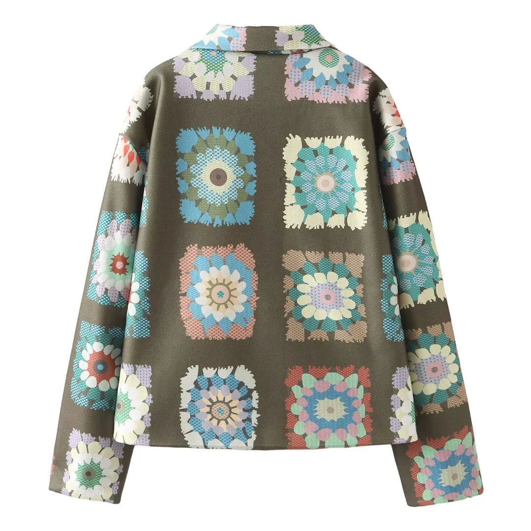 Damen modische Jacke mit floralem Muster und praktischen Taschen R&B
