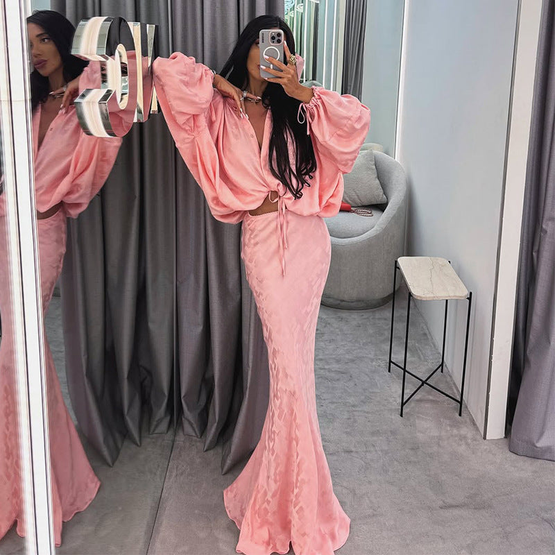 Damen Elegantes und luftiges Ensemble mit voluminösen Ärmeln R&B