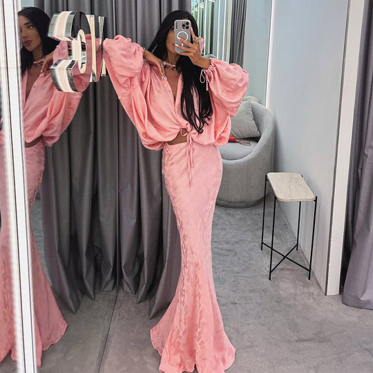 Damen Elegantes und luftiges Ensemble mit voluminösen Ärmeln R&B