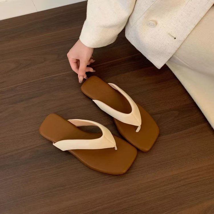 Damen modische Zehentrenner-Pantoletten mit ergonomischem Fußbett und elegantem Design R&B