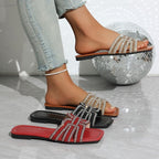 Damen Glamouröse Strandsandalen mit funkelndem Riemendesign R&B
