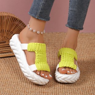 Damen nan handgewebte geflochtene Plateau-Sandalen mit ergonomischer Polstersohle R&B