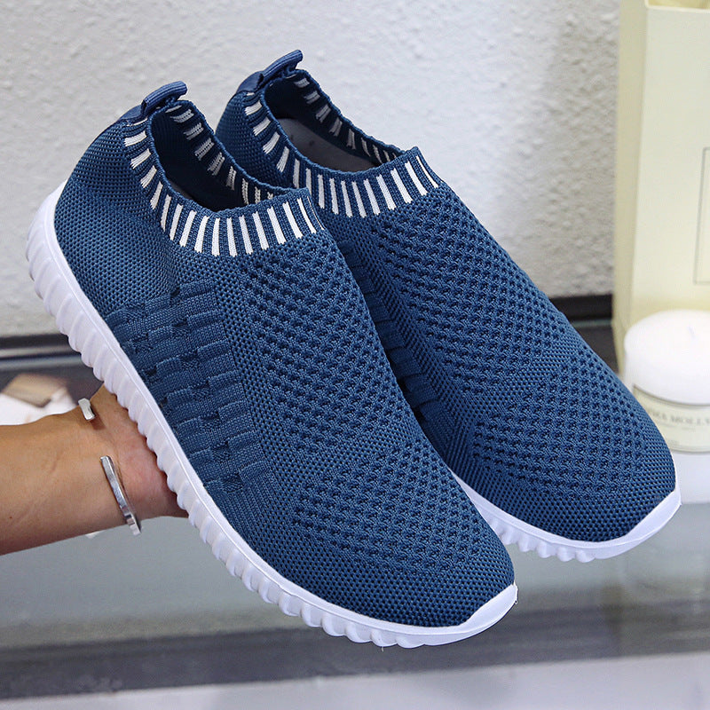 Damen atmungsaktive Slip-On Sneakers mit flexiblem Strickdesign R&B