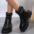 Damen Biker-Stiefel mit elastischem Strickansatz und robustem Profil R&B