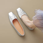 Damen Ballerinas aus hochwertigem Leder mit modischem Faltendesign
