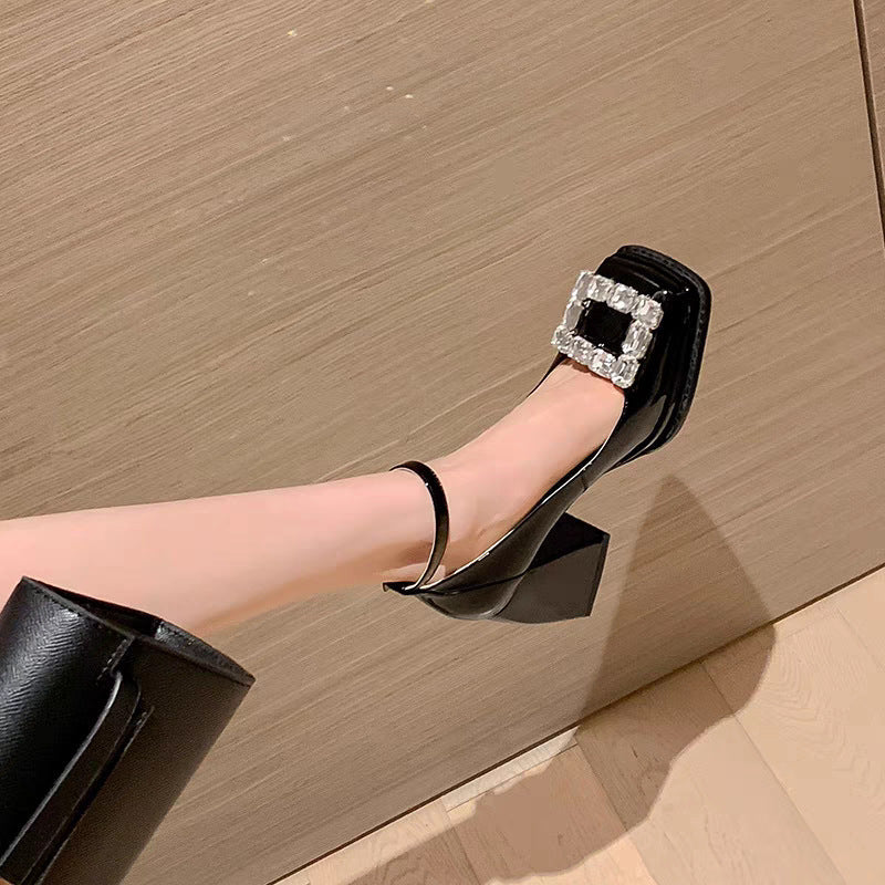Damen Plateau-Pumps mit dekorativem Strassbesatz R&B