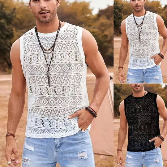 Herren Ärmelloses Netzshirt mit strukturiertem Design R&B