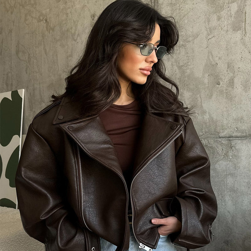 Damen Modische jacke mit großzügigem Schnitt und Taillengürtel R&B