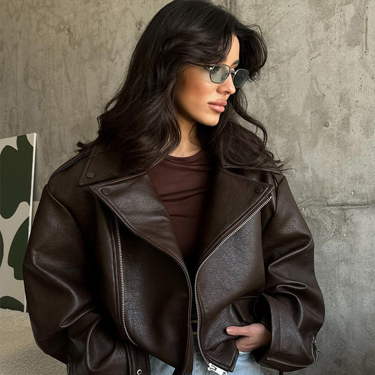Damen Modische jacke mit großzügigem Schnitt und Taillengürtel R&B