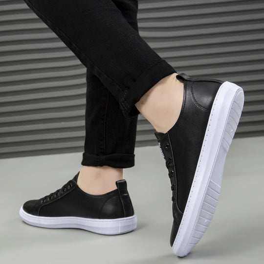 Herren Casual-Leder Sneakers mit rutschfester Sohle und atmungsaktivem Innenfutter R&B