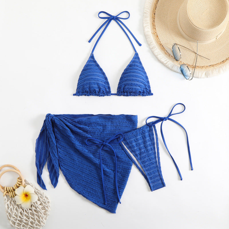Damen Triangel-Bikini mit rüschendetails und modischer Wickelrock-Optik R&B