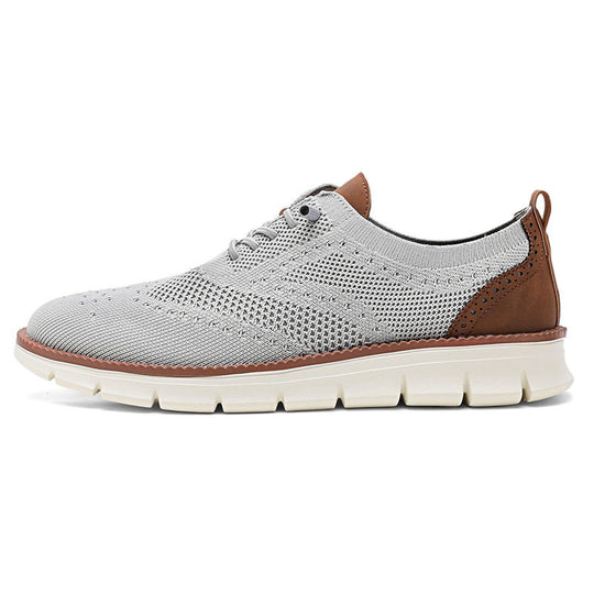 Herren nan gestrickter Business-Casual Schnürer mit Wingtip-Zierlochung und flexibler EVA-Sohle R&B