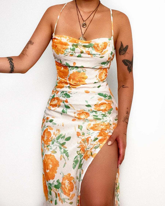 Damen Blumenmuster Maxikleid R&B