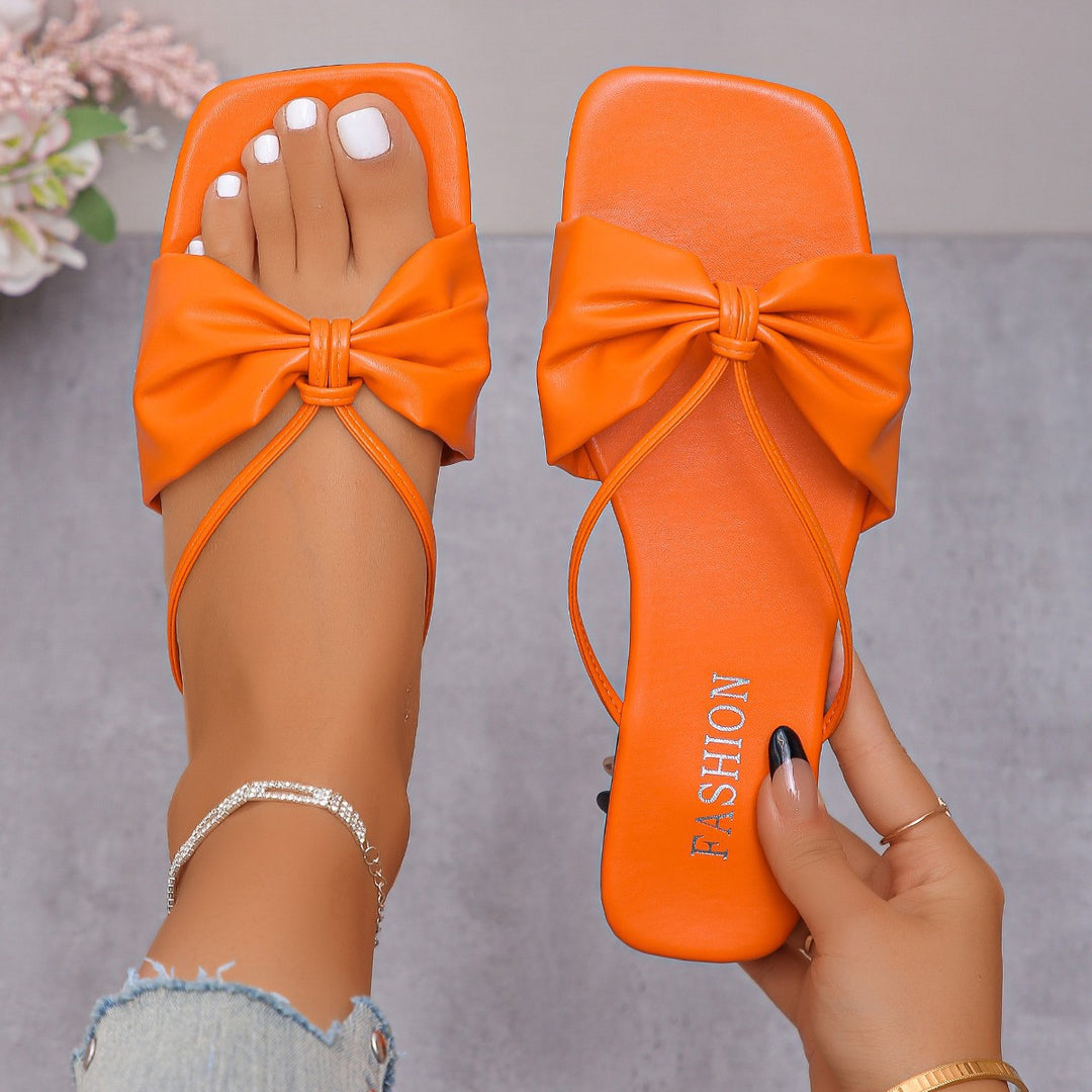 Damen Bogenförmige Zehentrenner-Sandalen mit schimmerndem Riemendesign R&B