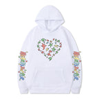 Damen Kapuzenpullover mit kreativem Herz- und Blattmotiv
