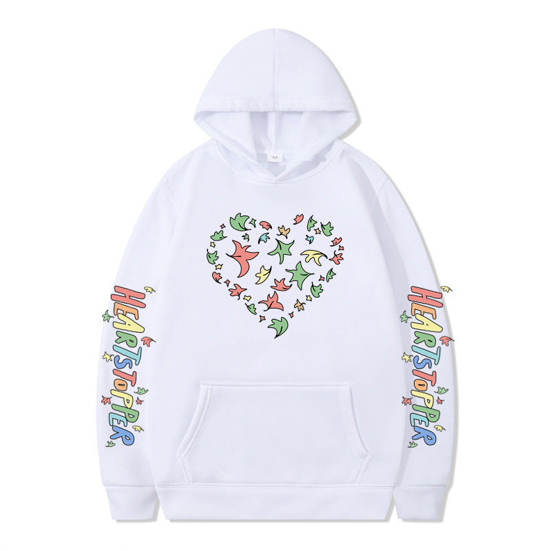 Damen Kapuzenpullover mit kreativem Herz- und Blattmotiv