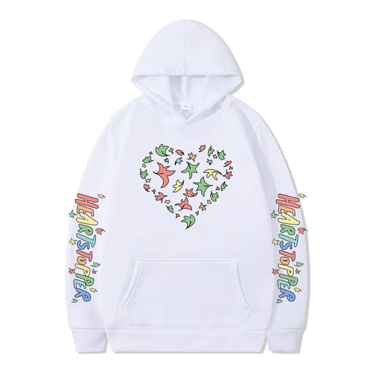 Damen Kapuzenpullover mit kreativem Herz- und Blattmotiv R&B