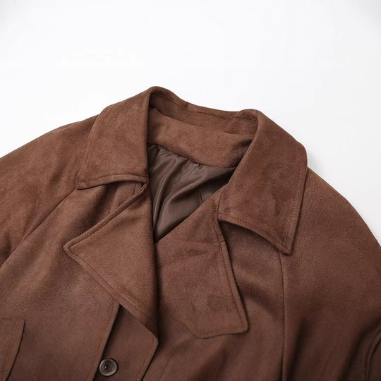 Damen Eleganter Trenchcoat aus hochwertigem Suede R&B