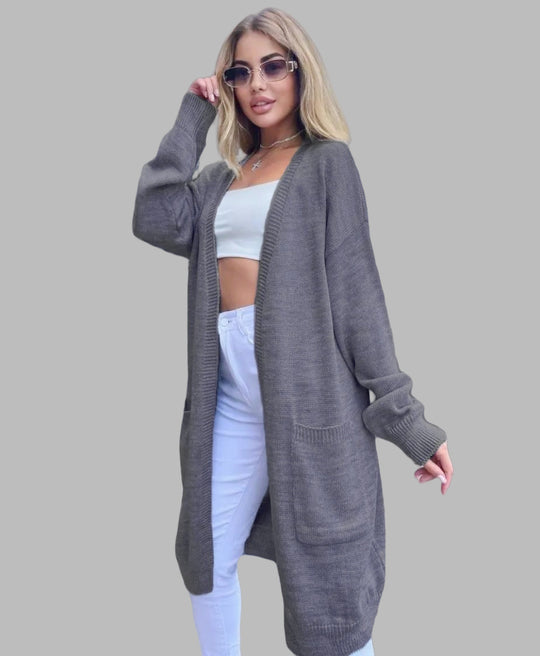 Damen Grobstrick-Cardigan mit großzügigen Taschen und offenem Schnitt R&B