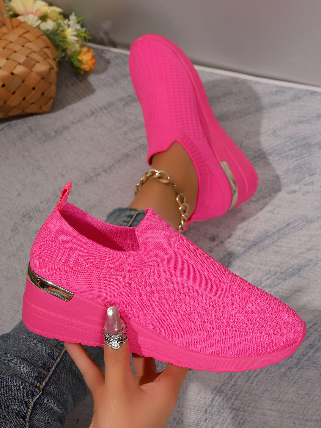 Damen Sneakers mit rutschfester Sohle und modischem Leopardenmuster R&B