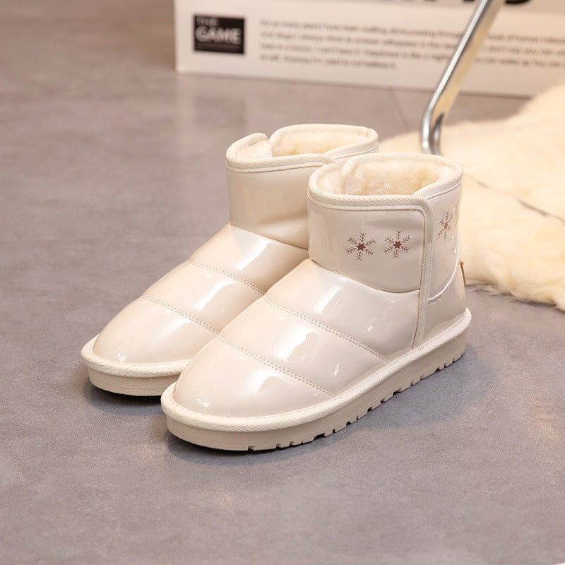 Damen modische Winterstiefel mit glänzenden Oberflächen und warmem Innenfutter R&B