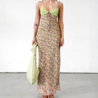 Damen Maxikleid mit elegantem Blumenmuster und raffinierten Trägerdetails R&B