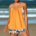 Damen Tankini-Set mit modischem Leopardenmuster und fließendem Oberteil R&B