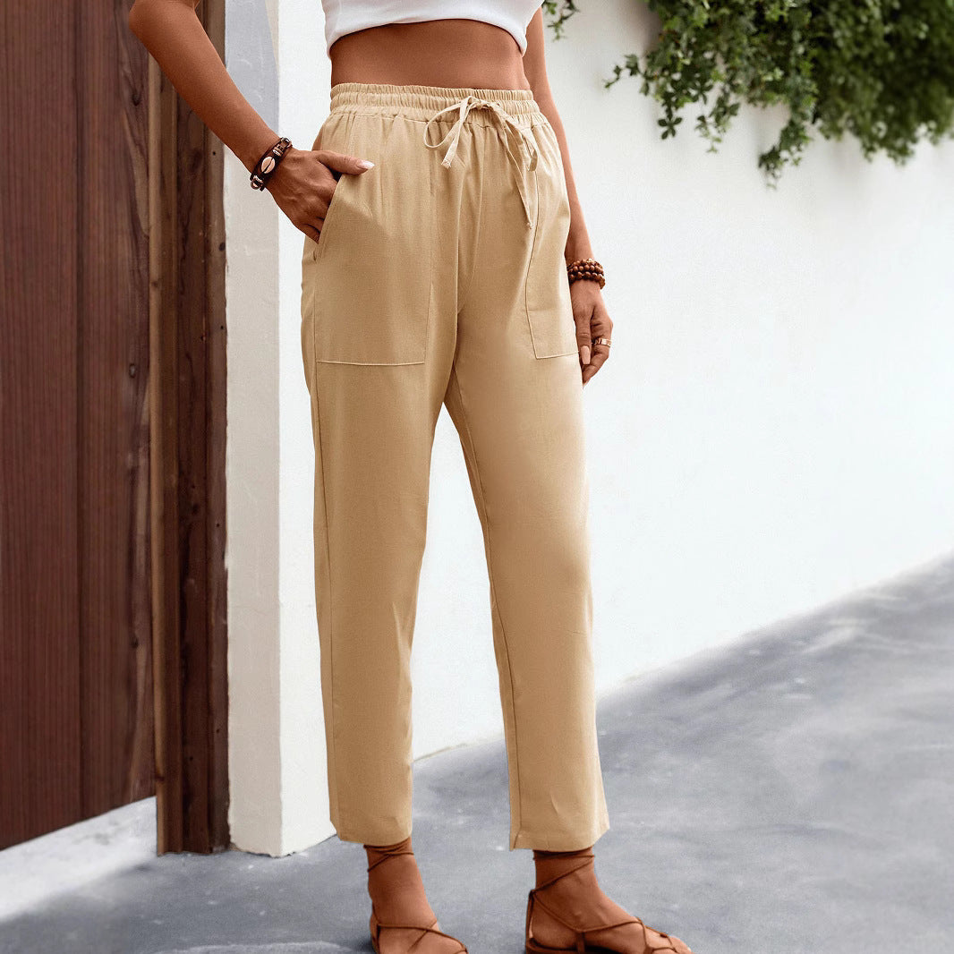 Damen luftige Freizeithose mit praktischen Seitentaschen und elastischem Bund R&B