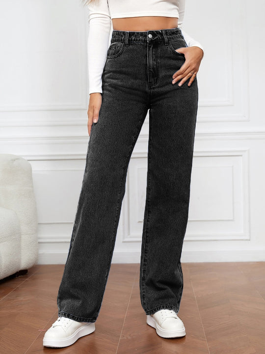 Damen Hoch geschnittene weite Jeans im Vintage-Stil R&B
