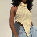 Damen cropped Stricktop mit hohem Kragen R&B