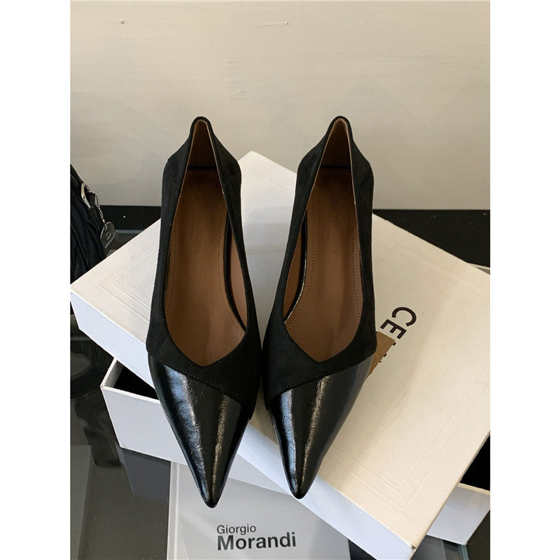 Damen spitze Pumps aus hochwertigem Veloursleder und Lack R&B