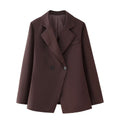 Damen elegante Oversized-Blazerjacke mit doppelter Knopfleiste und Taschen