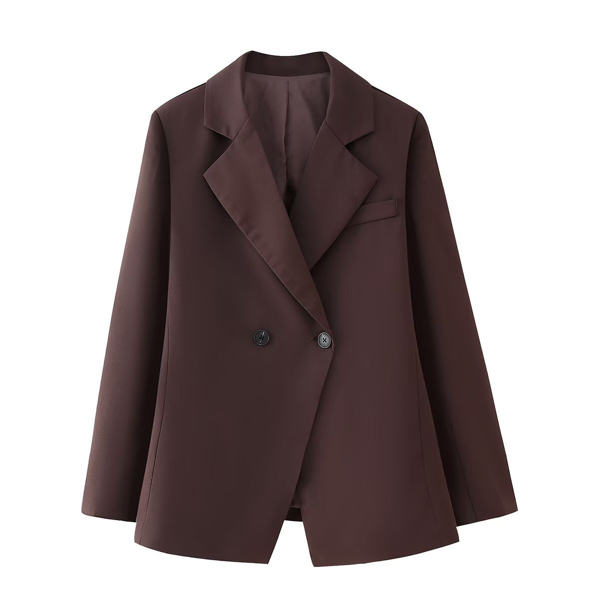 Damen elegante Oversized-Blazerjacke mit doppelter Knopfleiste und Taschen