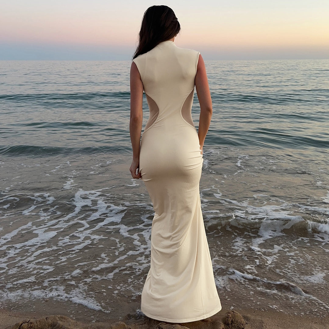 Damen figurbetontes Maxikleid mit Schnittdetails R&B