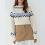 Damen Strickpullover mit grafischem Muster und weichem Material R&B