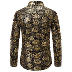 Herren Langarmhemd mit floralem Gold-Design R&B