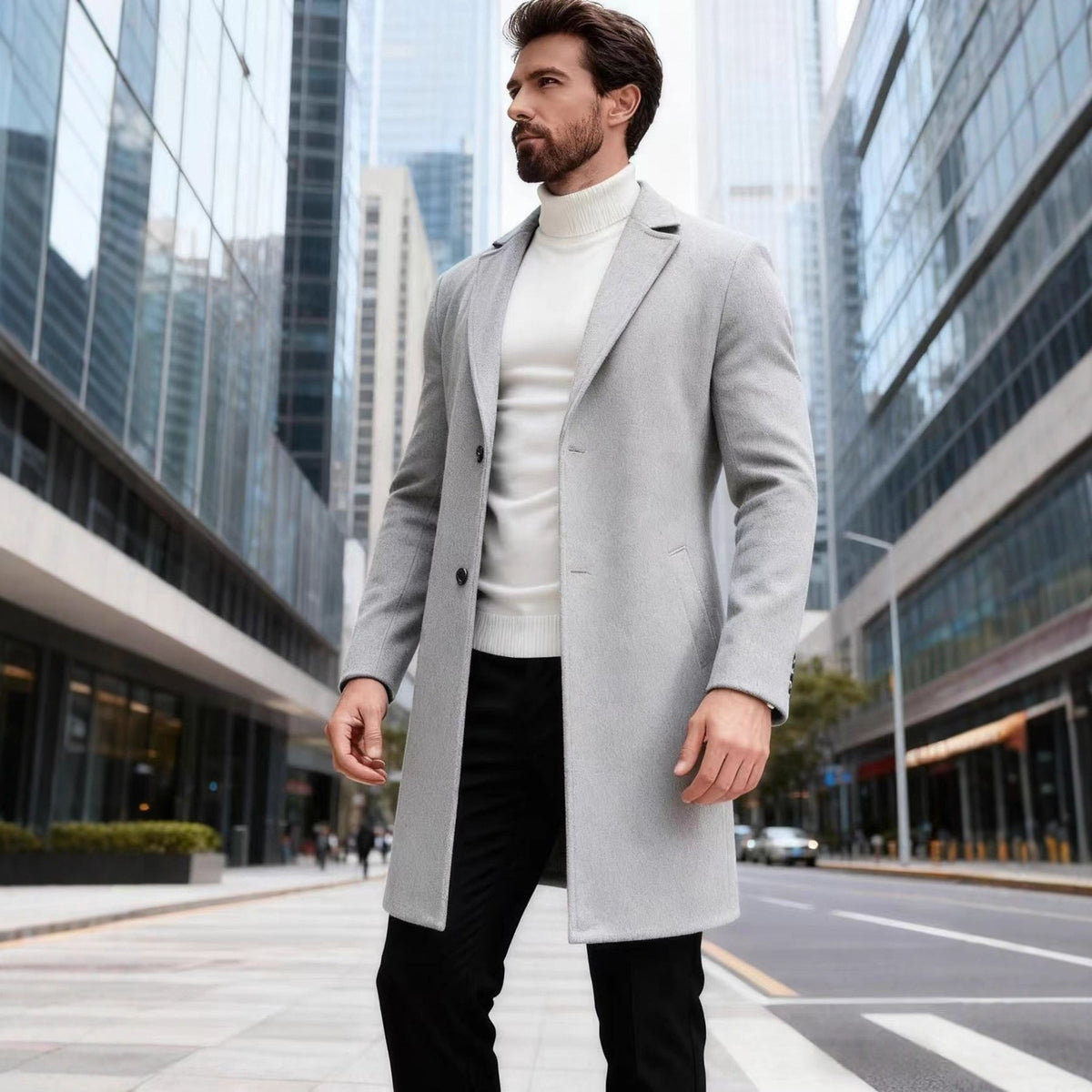 Herren eleganter Wollmantel R&B