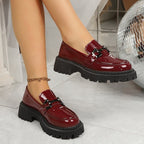 Damen Modische Loafers mit robustem Profil und dekorativem Schnallen-Detail R&B