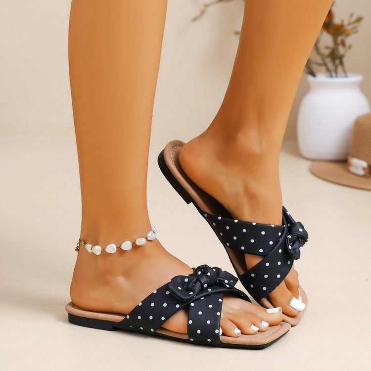 Damen modische Slippers mit Schleifen-Applikation R&B