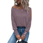 Damen Off-Shoulder Oberteil mit Knopfdetails R&B