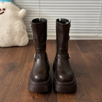 Damen modische kniehohe Stiefel mit verstellbarem Riemendesign und robustem Profil R&B