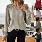 Damen Gestreifter Pullover mit Puffärmeln R&B