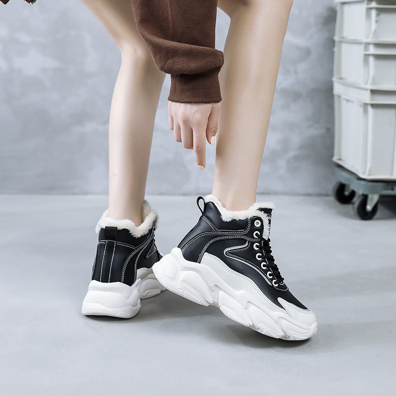 Damen warme High-Top Sneakers mit kuscheligem Innenfutter und robustem Sohlenprofil R&B