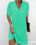 Damen lässiges V-Ausschnitt Kleid R&B