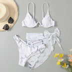 Damen Triangel-Bikini-Set mit elegantem Wickelrock und stützenden Trägern R&B