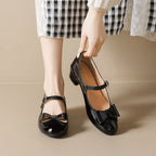 Damen Mary-Jane Ballerinas mit modischer Schleifenapplikation und komfortablem Absatz