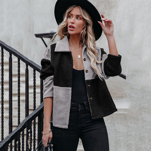 Damen Gemütliche Teddyjacke mit Statement-Kragen R&B